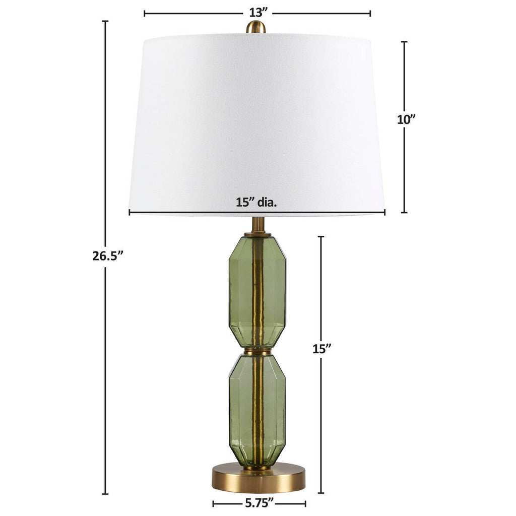 Faceted Green Glass Table Lamp