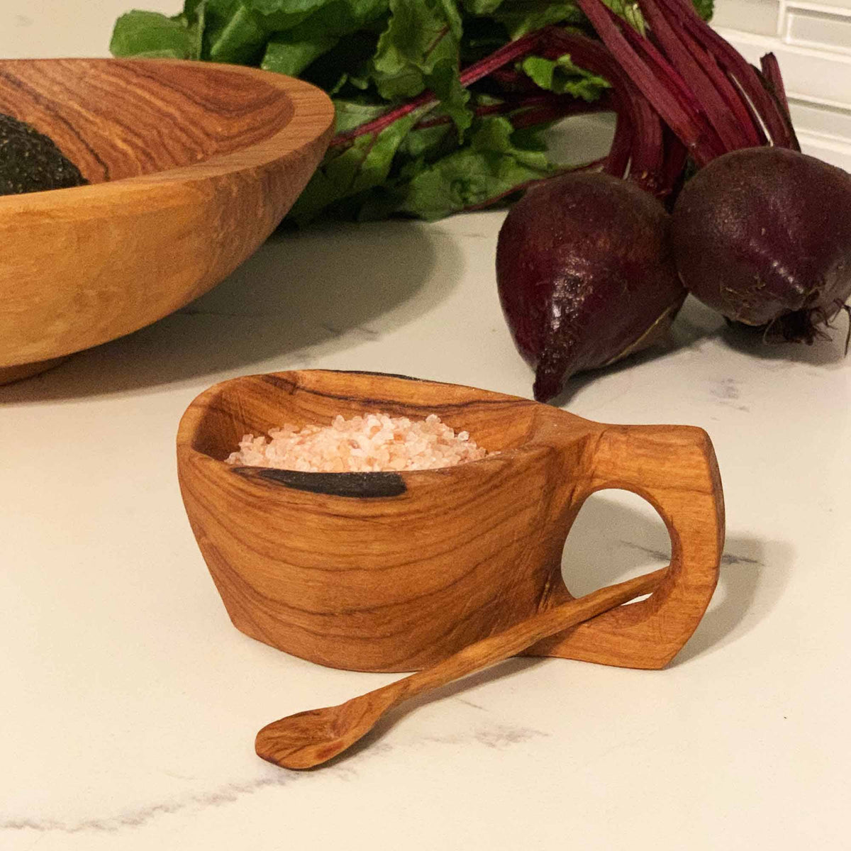 Reclaimed Olive Wood Salt Pot