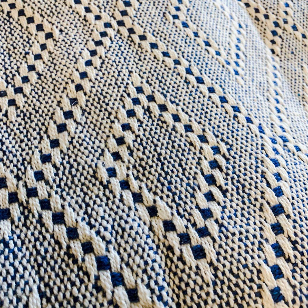Tassel Blue Diamond Cotton Throw Blanket - Handwoven with Tassels, 50" x 60"