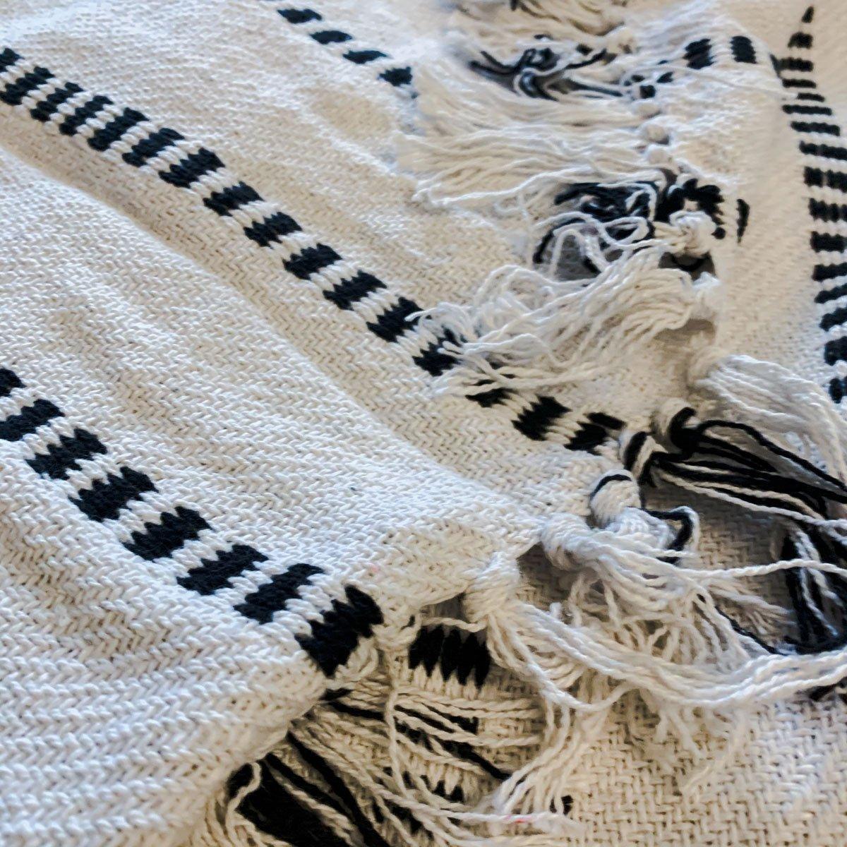 Walk The Line Organic Cotton Throw Blanket - Block Line Pattern, 54" x 65"
