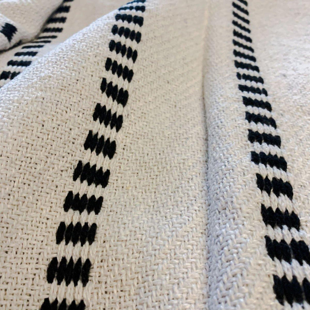 Walk The Line Organic Cotton Throw Blanket - Block Line Pattern, 54" x 65"