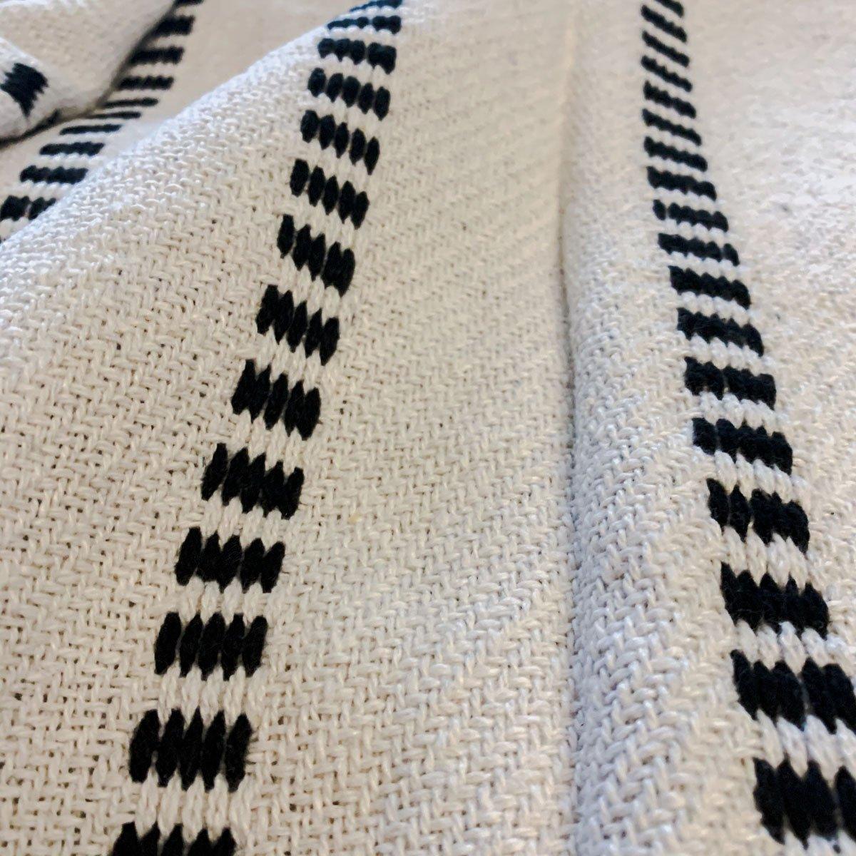 Walk The Line Organic Cotton Throw Blanket - Block Line Pattern, 54" x 65"