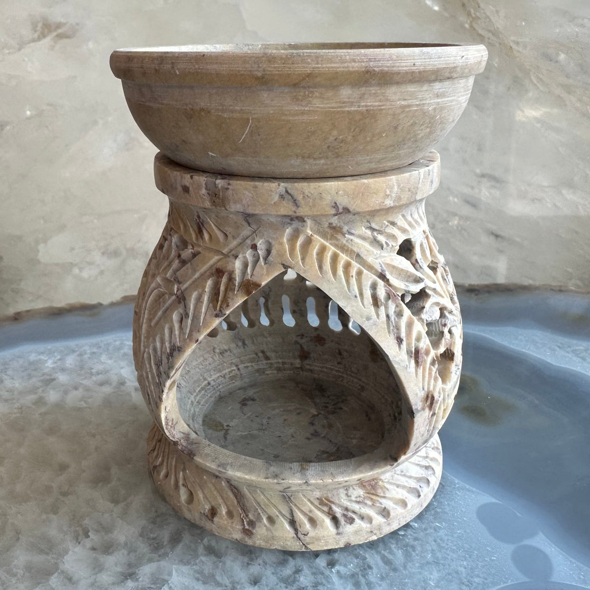 Carved Soapstone Essential Oil Burner 3"