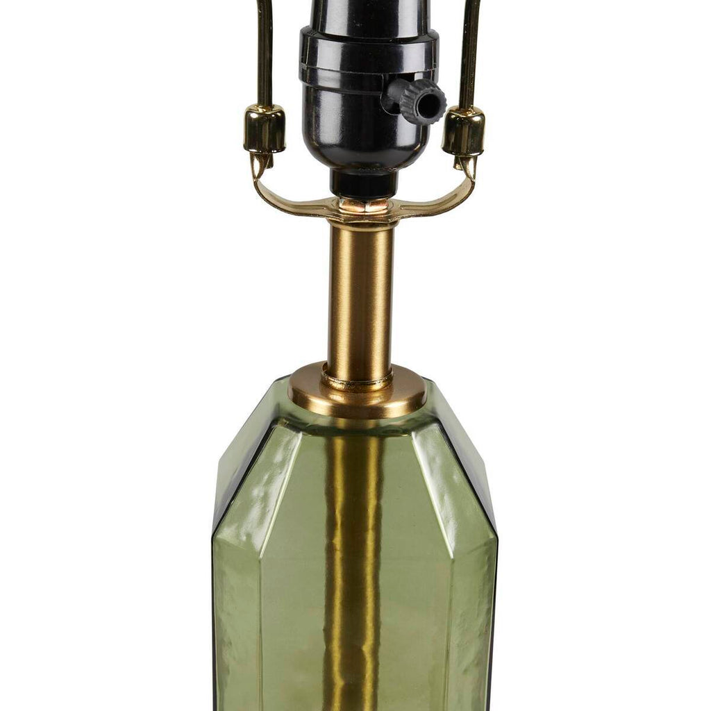 Faceted Green Glass Table Lamp