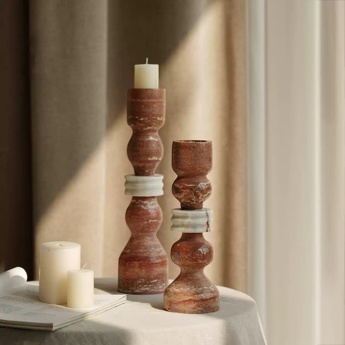 Modern Wabi-Sabi “Cave” Stone Candle Holder – Minimalist Decor Piece