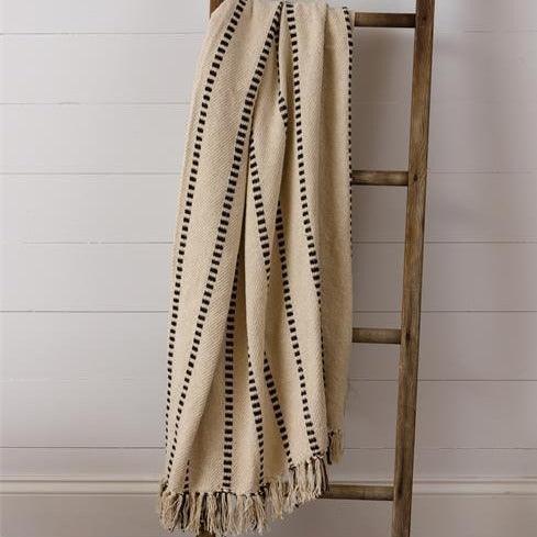 Walk The Line Organic Cotton Throw Blanket - Block Line Pattern, 54" x 65"