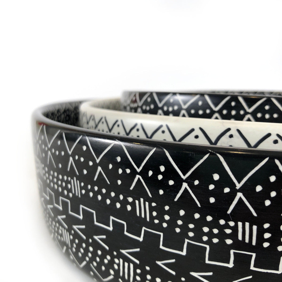 Mud Cloth Black Bowl - 12"