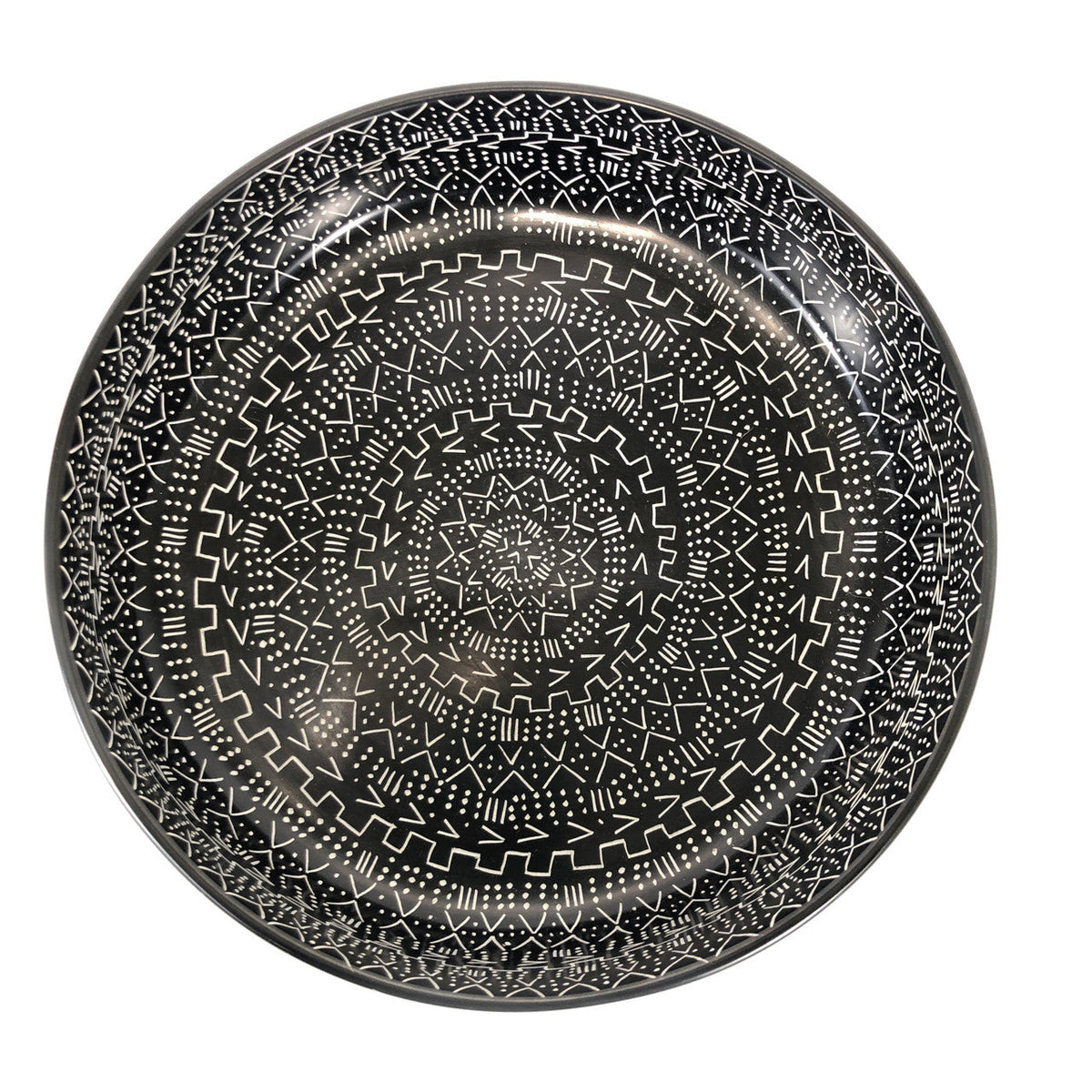 Mud Cloth Black Bowl - 12"
