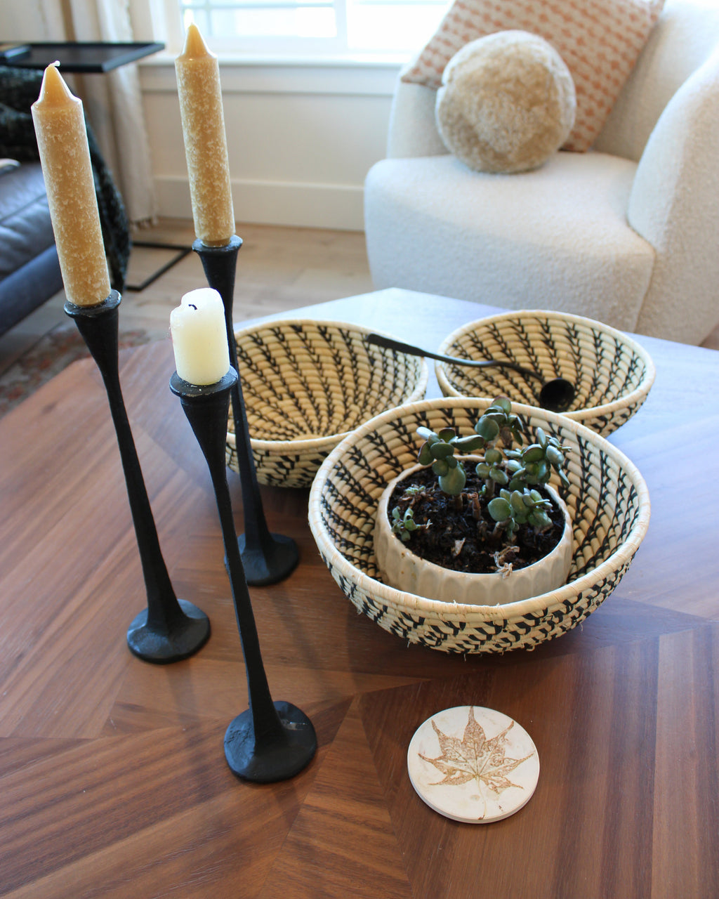 Amara Raffia Straw Table Decor Display Basket Bowl Sets
