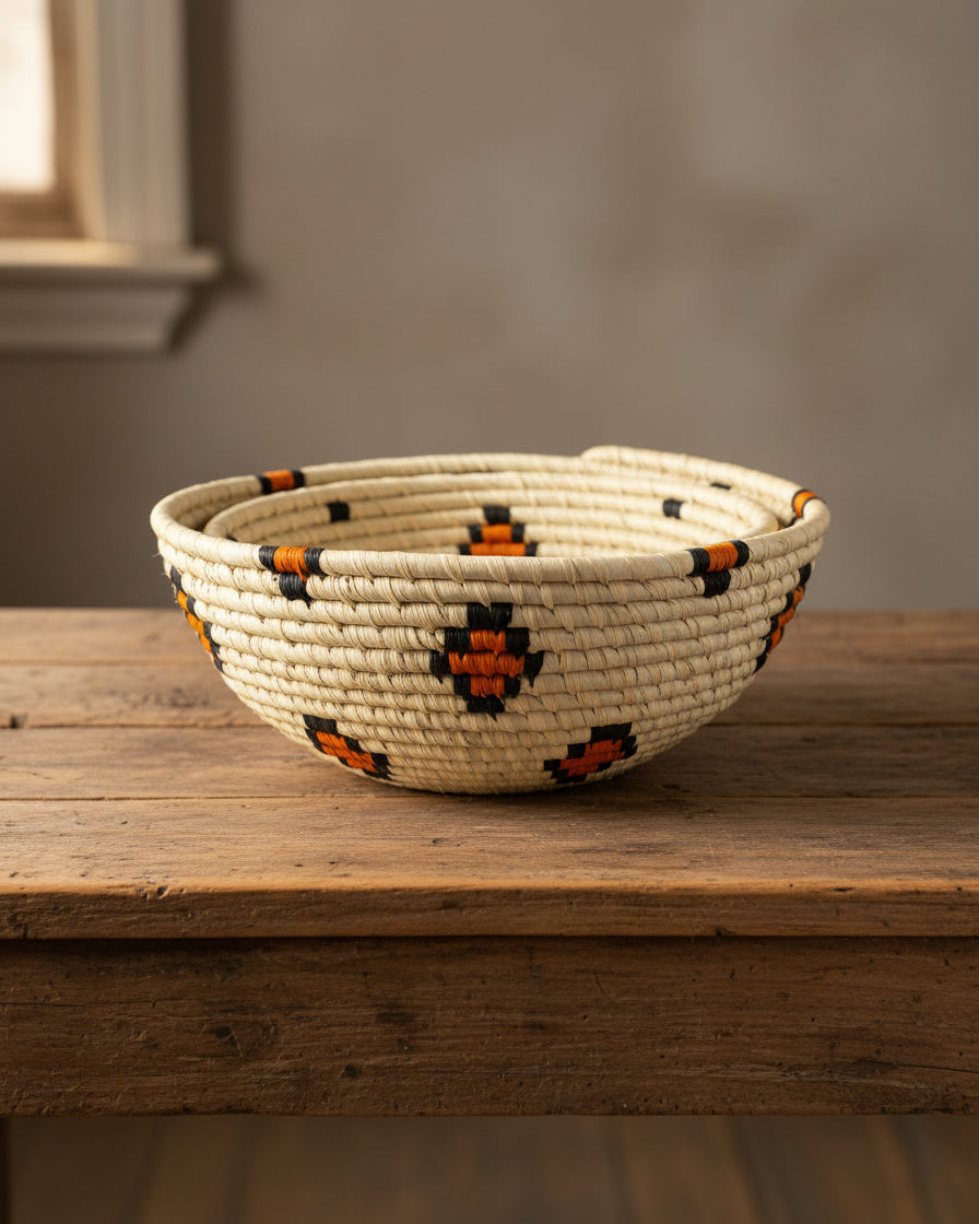 Amara Raffia Straw Table Decor Display Basket Bowl Sets