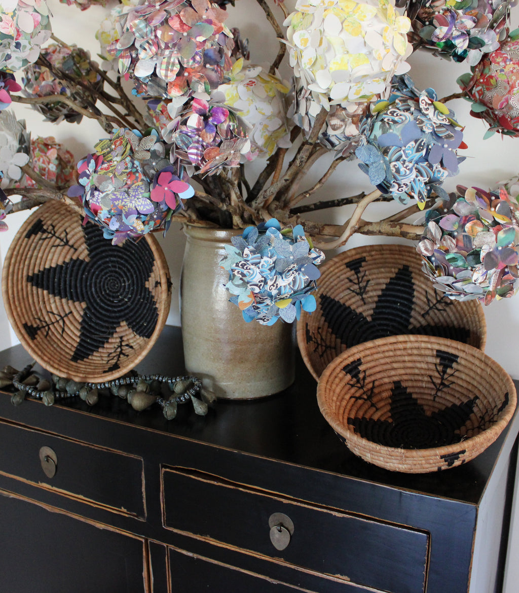 Amara Raffia Straw Table Decor Display Basket Bowl Sets