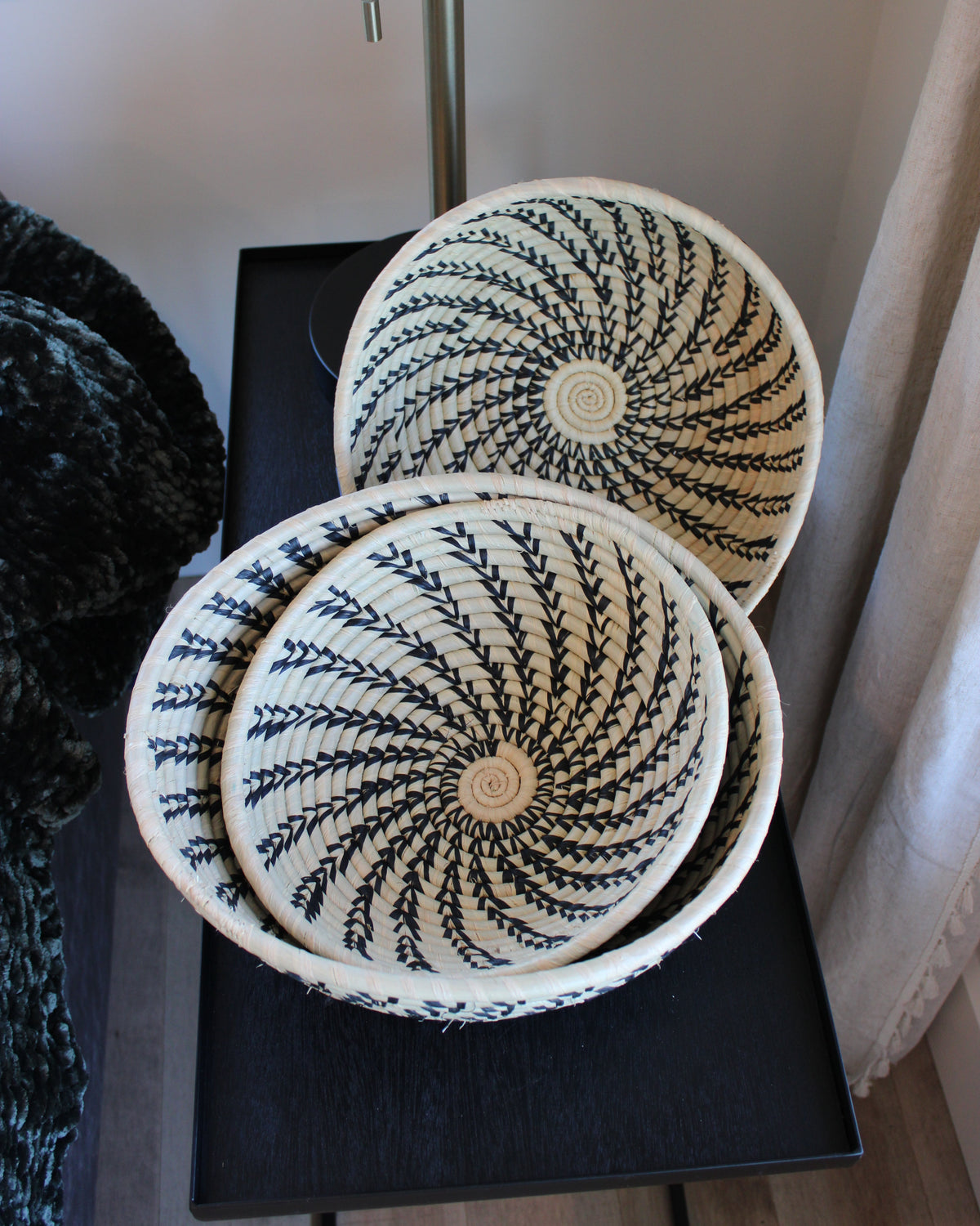 Amara Raffia Straw Table Decor Display Basket Bowl Sets