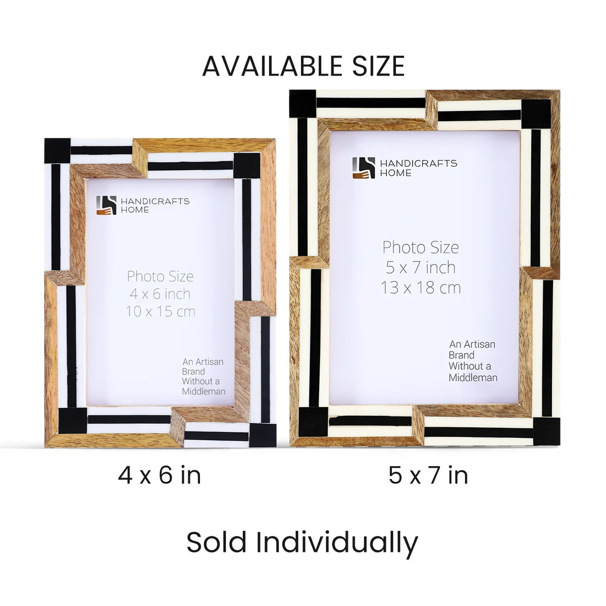 Picture Frames Silhouette Sequenced Collection Resin Inlay Wood Brown White 4x6 5x7"