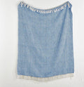 Tassel Blue Diamond Cotton Throw Blanket - Handwoven with Tassels, 50" x 60"