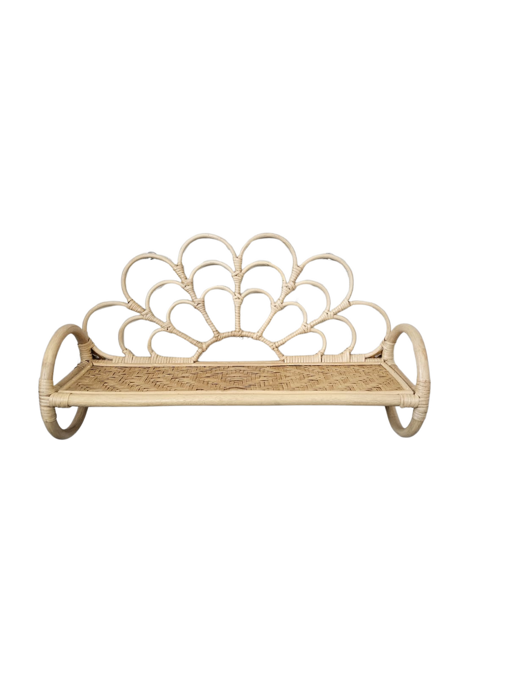 Sunburst Elegance Rattan Wall Shelf