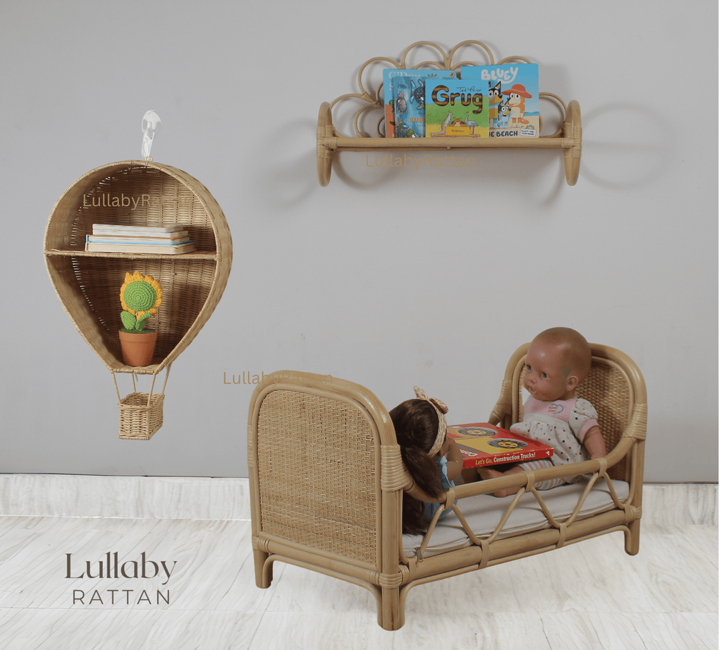 Sunburst Elegance Rattan Wall Shelf