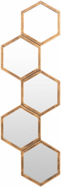 Rustic Gold Honeycomb Mirror - Gold Iron Frame, 35"W x 11"H
