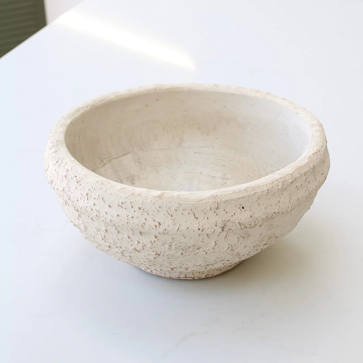 Whitewashed Textured Terra Cotta Decorative Bowl