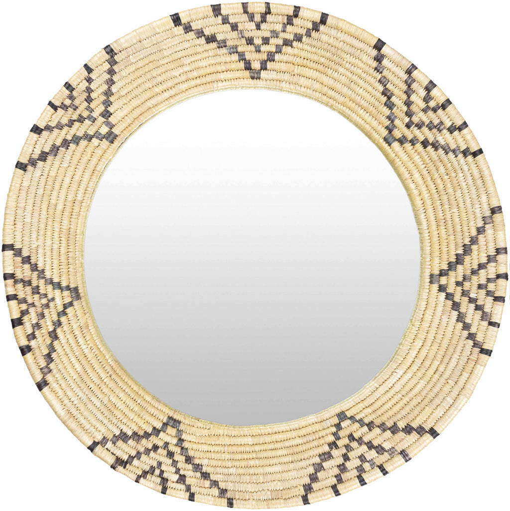 Moonj Grass Starburst Round Mirror - Boho Woven Wall Mirror, 24" - Clearance