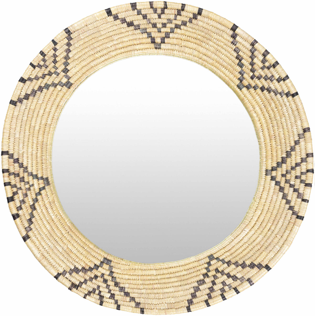 Moonj Grass Starburst Round Mirror - Boho Woven Wall Mirror, 24" - Clearance