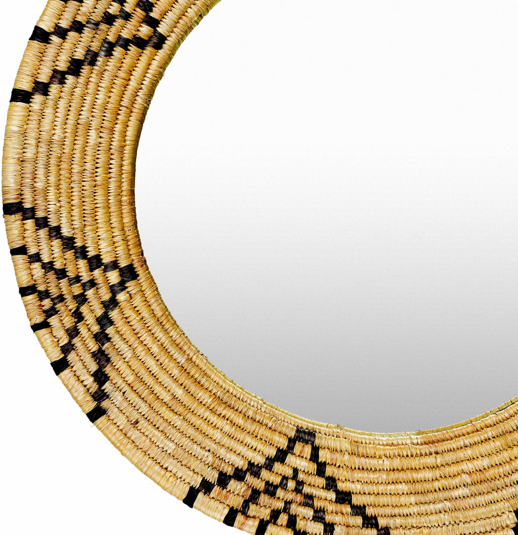 Moonj Grass Starburst Round Mirror - Boho Woven Wall Mirror, 24" - Clearance