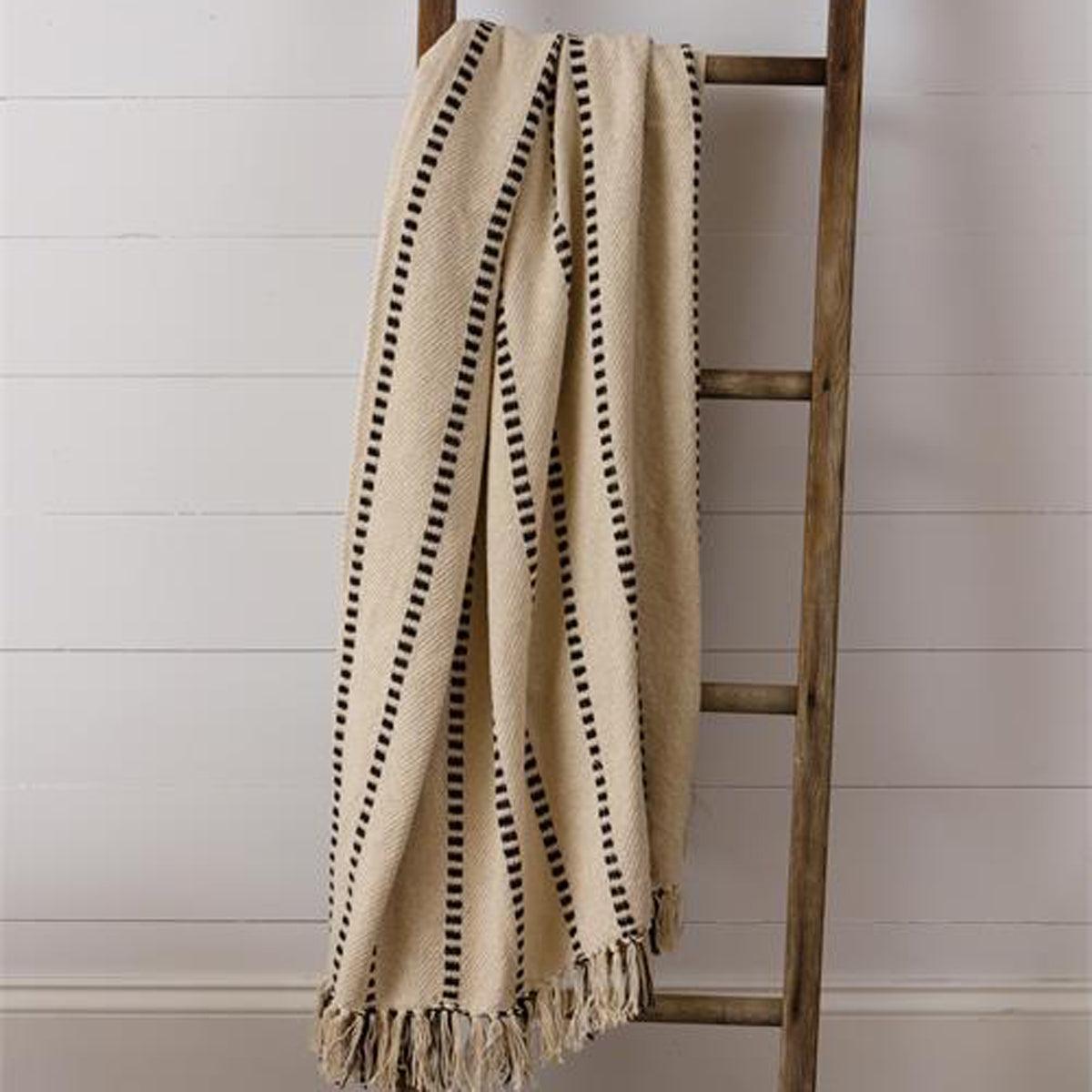Walk The Line Organic Cotton Throw Blanket - Block Line Pattern, 54" x 65"