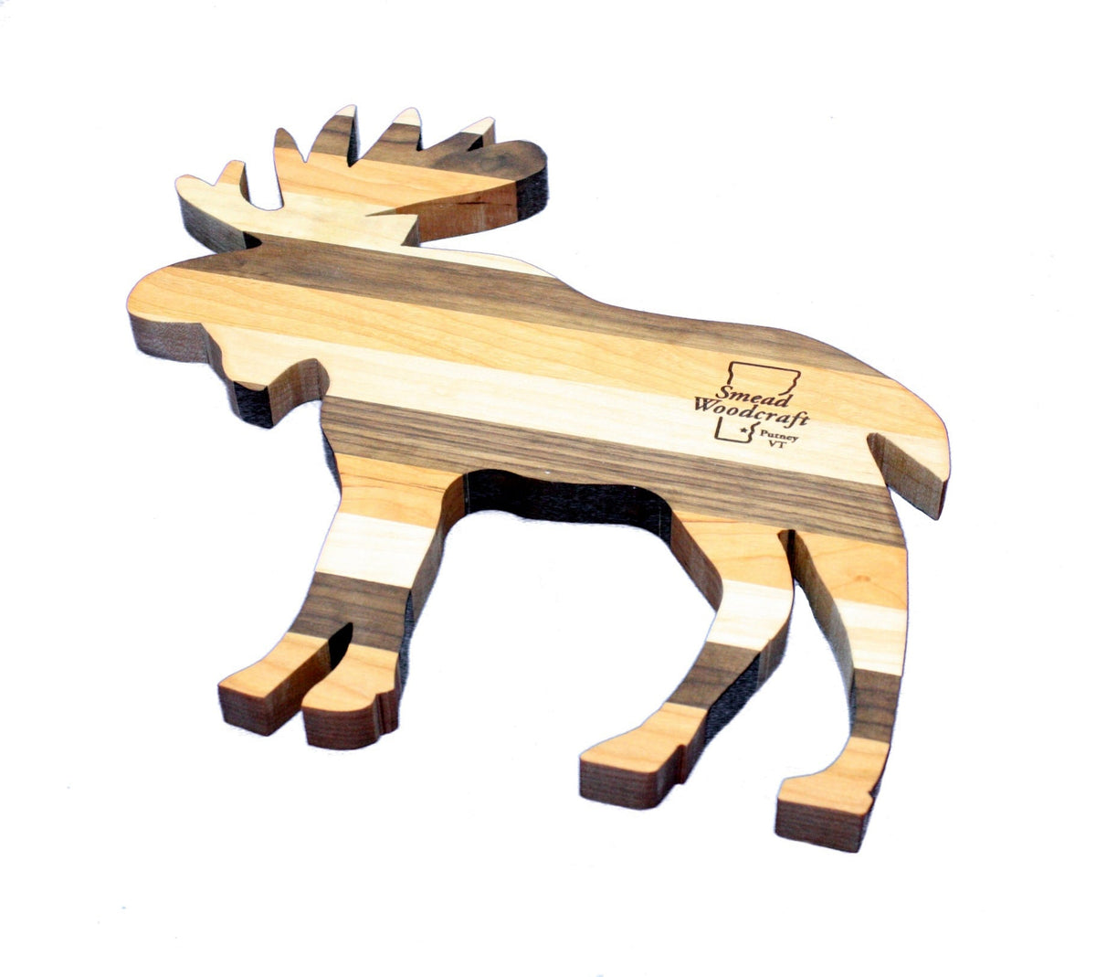 Tricolor Moose Cutting Board - Maple, Cherry & Walnut Charcuterie Board, 11.75"
