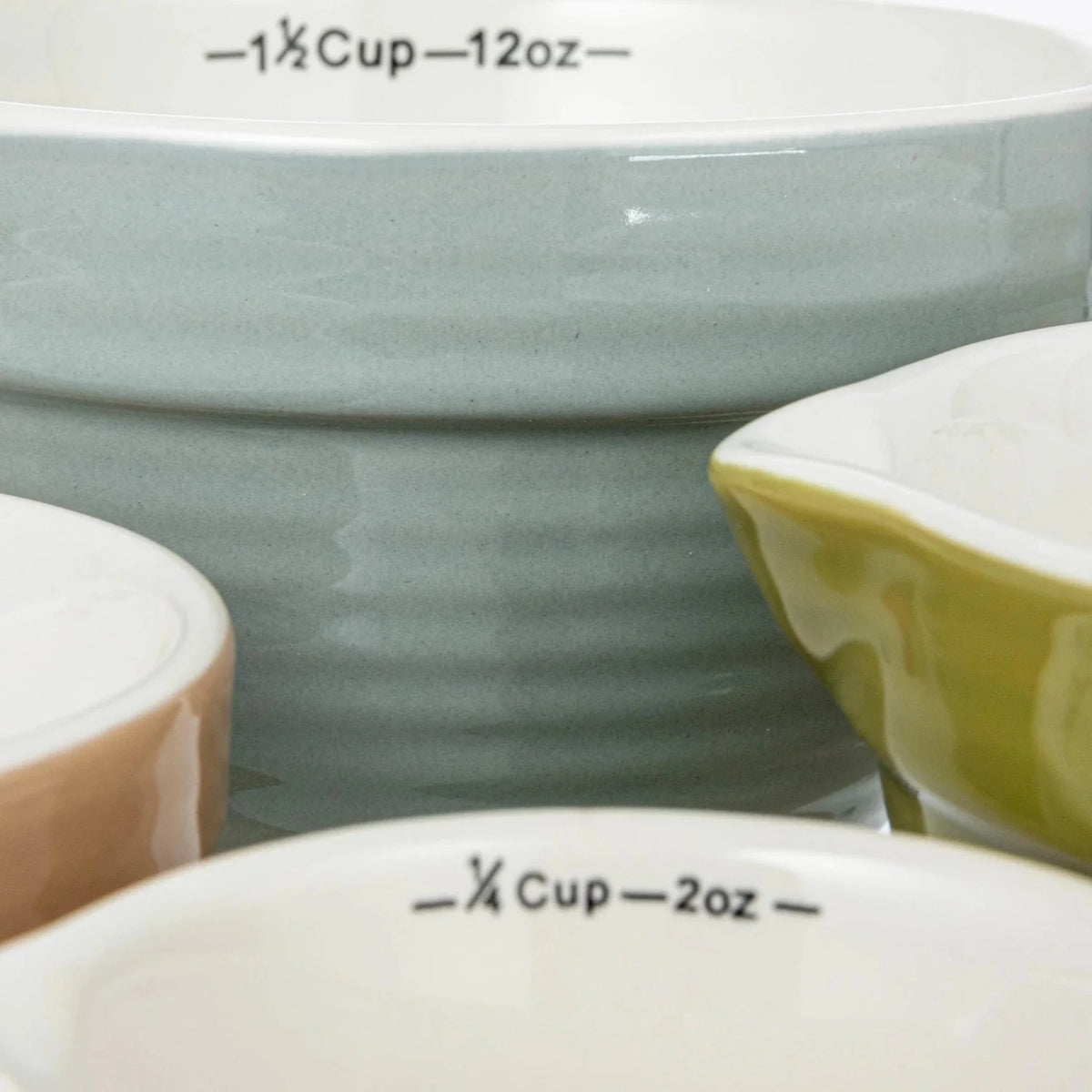 Stoneware Batter Bowl Measuring Cups – Set of 4, Multi-Color