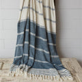 Waverly Woven Cotton Throw Blanket with Tassels - Blue & Cream Stripes, 60" x 50"